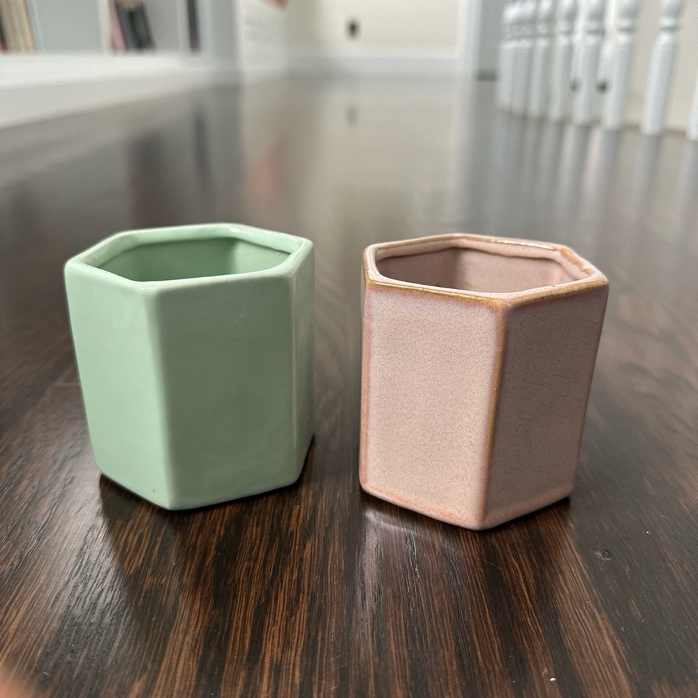Set of Two Small Plant Pots (2” wide, 3” tall - no drainage hole)